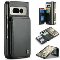 Feishell for Google Pixel Fold Case with Card Holder, Wallet Case for Women Men with RFID Blocking, Durable PU Leather Kickstand Magnetic Clasp Shockproof Phone Case,Black