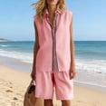 thumbnail image 6 of mihongmao Country Concert Outfits for Ladies Vacation Sets Women's Casual 2 Piece Outfit Long Sleeve Button Down Cardigan and Loose Wide Leg Cargo Pants with Pockets Tracksuit Set Pink XL, 6 of 6