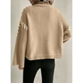thumbnail image 6 of Women'S Chunky Knit Sweaters Fall Long Sleeve Mock Neck Oversized Pullover Tops Winter Fashion Clothes Light Khaki M, 6 of 10