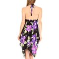 thumbnail image 2 of Sakkas Svana Women's V-neck Spaghetti Strap Floral Print Summer Casual Short Dress - B-Purple - One Size, 2 of 5