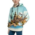 thumbnail image 2 of Disketp Iconic Global Landmarks Youth Hoodie Sweatshirt for Boys Girls Kids Pullover Hooded Classic Casual Essentials Hoodie-Small, 2 of 6