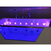 67 Luxury Whirlpool Bathtub with Panoramic Glass Window | 7 Hydro-Massage Jets, Waterfall Faucet & LED Chromatherapy | 1HP 750W Motor, Acrylic Spa Jetted Tub (110V) –Middle Drain