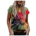 thumbnail image 1 of Pompotops Blouse Décontractée à Manches Courtes Col Rond Imprimé Mode Été pour Femmes, 1 of 4