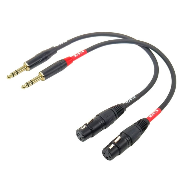 Cable XLR a 1/4 TRS de 6,35 mm, doble canal, 3 pines, XLR hembra