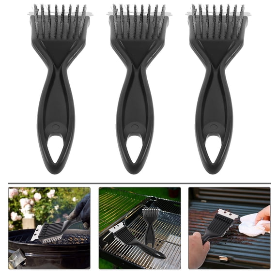 BESTYASH Grilling Cleaning Brush Bbq Grill Cleaning Brush Grey Plastic 3PCS