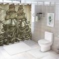 thumbnail image 7 of Orinice  Nautical Shower Curtain, Kraken Octopus Tentacles with Ship Sail Old Boat in Ocean Waves, Cloth Fabric Bathroom Decor Set with Hooks,  69x72, 7 of 7