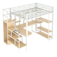 thumbnail image 6 of Euroco Modern Metal Full Size Loft Bed with Wardrobe, Desk and Storage Shelves for Kids Teens, White, 6 of 15