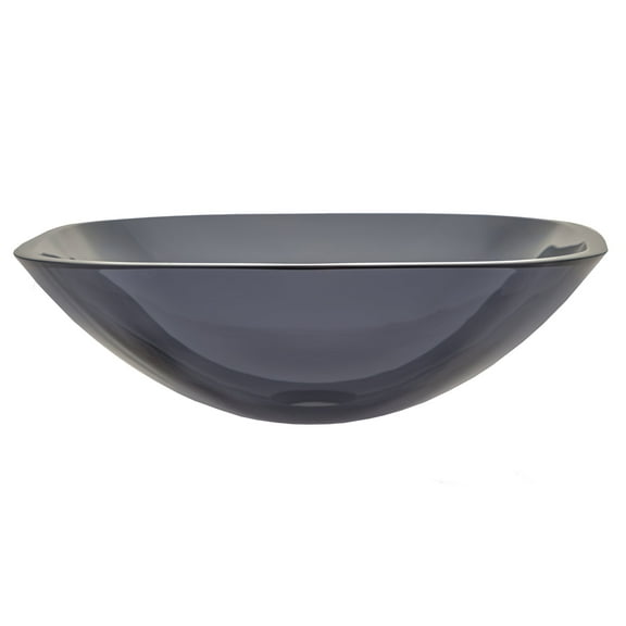 Square Glass Vessel Sink in Onyx Black with Rounded Corners