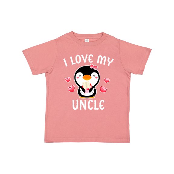 Inktastic I Love My Uncle with Cute Penguin and Hearts Girls Toddler T-Shirt