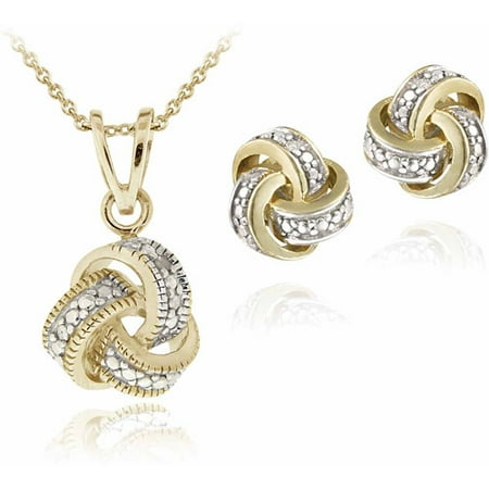 necklace gold diamond earrings knot walmart accent tone