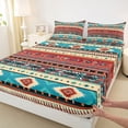 thumbnail image 3 of jejeloiu Vintage Geometric Rhombus Full Size Sheets,Colorful Aztec Triangle Bed Sheets For Men Women 4-Piece, 3 of 7