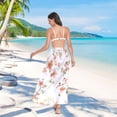 thumbnail image 7 of FORMRS Womens Long Sarong Beach Wrap Semi-Sheer Bikini Skirt Bathing Swimsuit Cover Up, Orange Floral Blooms, 7 of 7