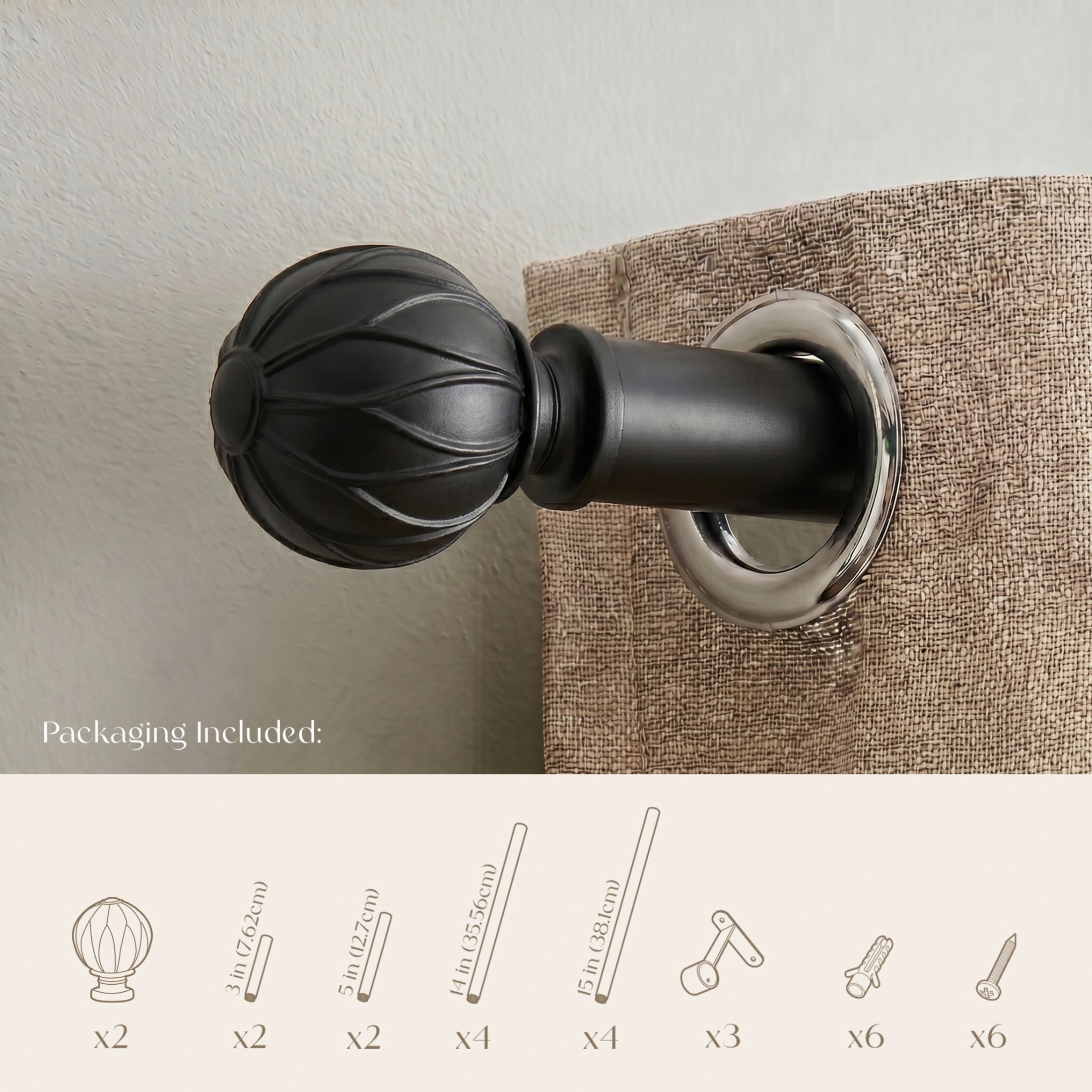 Dwell Studio, Cutomizable Curtain Rods, 3/4" Iron Material, 20 inch-120 inch Kit, Matte Black