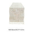 thumbnail image 3 of Lace Tassel Table Runner 100x30cm Boho Farmhouse Tablecloth Cover for Dining Table Sideboard Dresser Wedding Party Decor ( White/39.4x11.8in ), 3 of 6