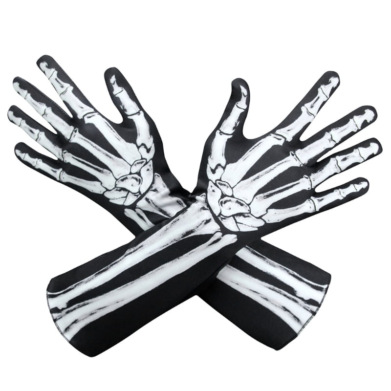 Kids Childrens Boys Skeleton Gloves Magic One Size Winter Black Stretch Skulls 