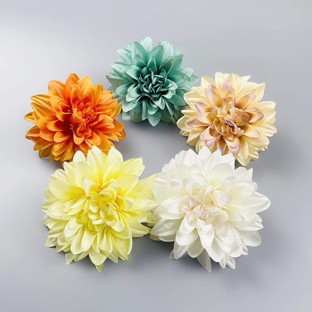 Purple Artificial Dahlia Flowers, 30pcs, 3.5" Faux Dahlia Heads for Table Centerpiece, Wedding, Home Decor