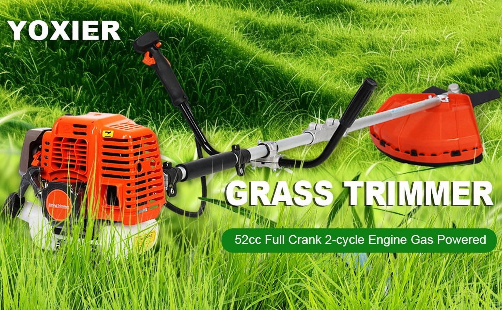 Seipouy Gas Weed Wacker 52cc 2 Stroke Oil 2 in 1 Multifunctional Weed Eater, Gas Powered Cordless Trimmer Hedge Pruner Brush Cutter 10 Inch 8500Rpm for Shrubs and Weeds