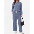 thumbnail image 2 of MOSHU Pajama Sets for Women Casual Two Piece Lounge Sets Soft Long Sleeve Tops and Long Pants Comfy Sleepwear fall Outfits, 2 of 11