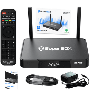 SuperBox S6 PRO Fully Loaded,2025 Newest Pack,4G 64G Powerful Smart Box,Time Shift, Parental Control Time,Super Powerful TV Box with Voice Remote Control,Ideal for Home
