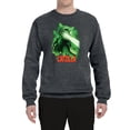 thumbnail image 2 of Catzilla Parody Taking Over City | Mens Cat Lover Crewneck Graphic Sweatshirt, Charcoal, Medium, 2 of 3