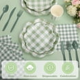 thumbnail image 2 of AUR 192 Pcs Sage Green Gingham Paper Plates And Napkins Set Party Supplies - For 24 Guests Paper Plates And Napkins Knives Spoons Forks Cups - For Baby Shower Bridal Shower Wedding, 2 of 8