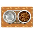 thumbnail image 1 of Saying Pet Mat for Food and Water, Vintage Style Bicycle with Flower Crate and Sleeping Cat on Burnt Orange Backdrop, Non-Slip Rubber Mat for Dogs and Cats, 18" X 12", by Ambesonne, 1 of 2