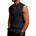thumbnail image 3 of Guluxicc Men's Tank Tops Drawstring Tie Neck Solid Color Sleeveless Tops Summer Outdoor Casual Beach Shirts, 3 of 8