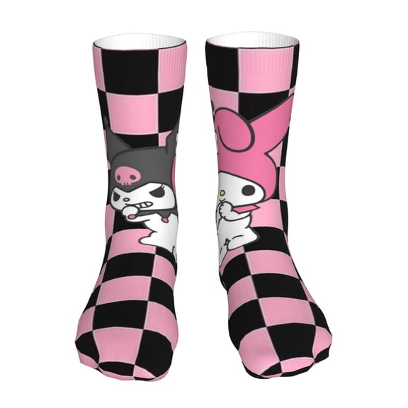 Kuromi & My Melody Socks Lightweight Casual Knitted Socks Soft Elastic Sockings Tube Socks For Men Women