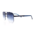 thumbnail image 4 of Mens Luxury Large Rectangle Designer Rimless Metal Rim Mogul Sunglasses Gunmetal Blue - Navy, 4 of 5