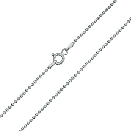 150 Gauge 925 Sterling Silver Sparkle Diamond Cut Ball Shot Bead Chain Necklace For Women 16 18 20 24 Inch Made In Italy