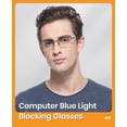 thumbnail image 4 of Cyxus Blue Light Glasses Half Frame Rectangle para hombres y mujeres Anti Eye Strain Block Ultraviolet Clear Lenses Cyxus Style, 4 of 7