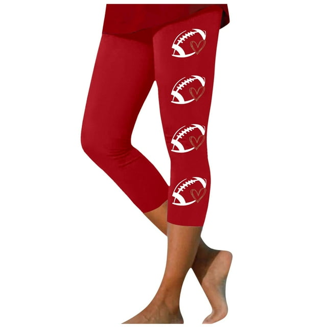 Leggings de Sport Décontractés pour Femmes à Imprimé Rugby, Pantalons de Yoga Capri, Tenue Athlétique