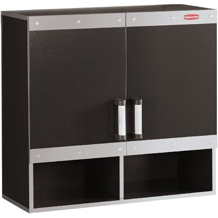 Rubbermaid 28 in. H x 29.84 in. W x 12.6 in. D Black/Silver Metal/Wood Wall Cabinet