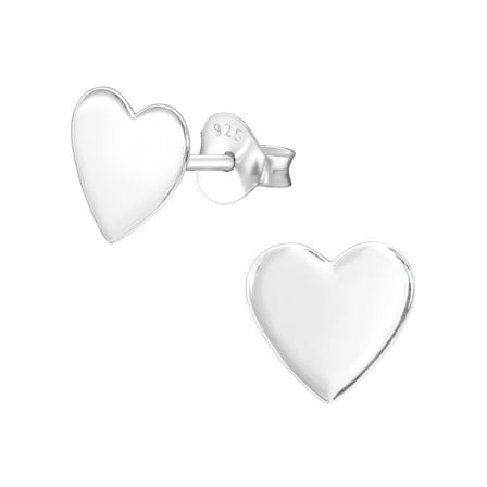 Heart 925 Sterling Silver Plain Stud Earrings