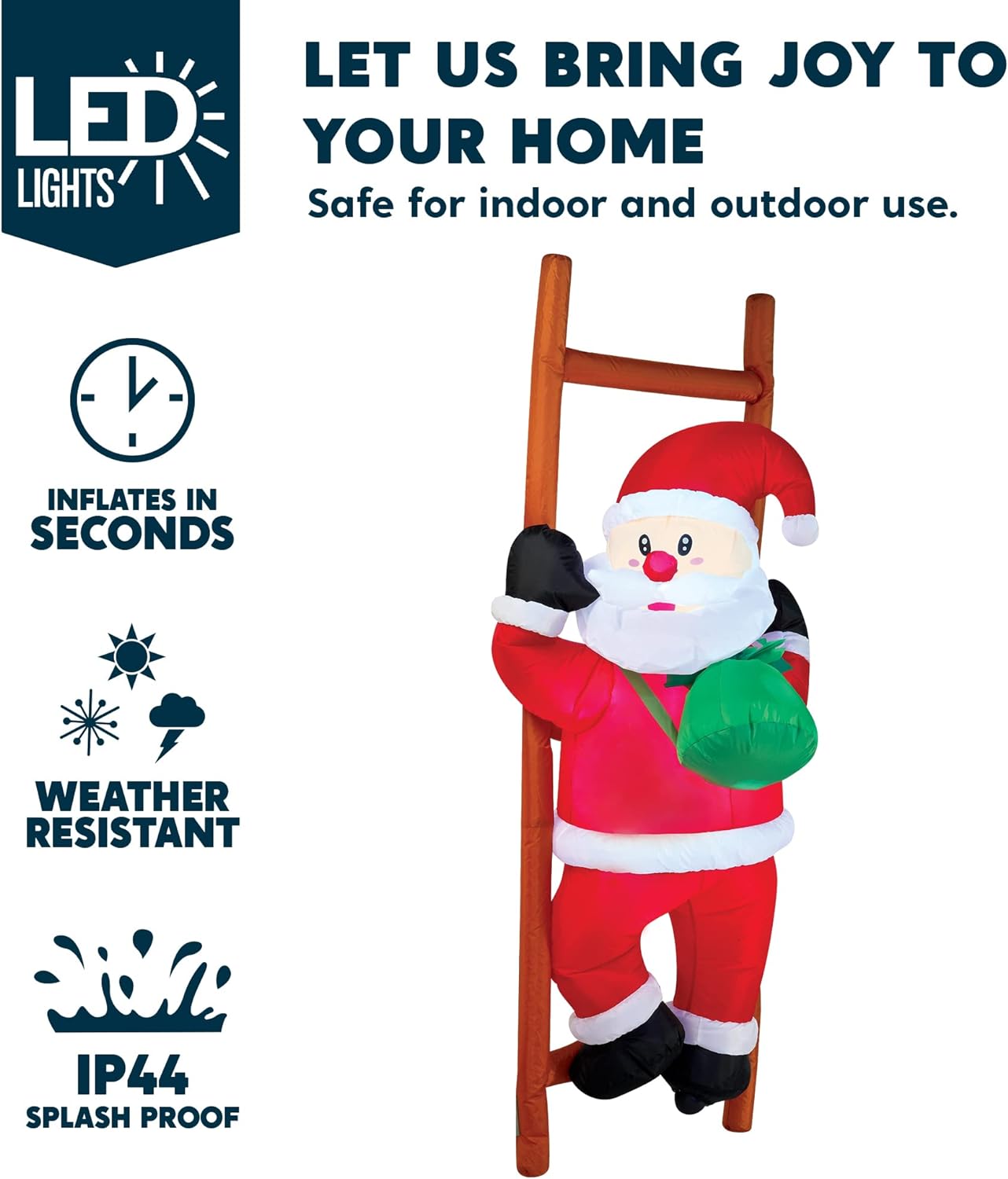 Joyfy 6 Ft Christmas Inflatable Climbing Santa photo 3
