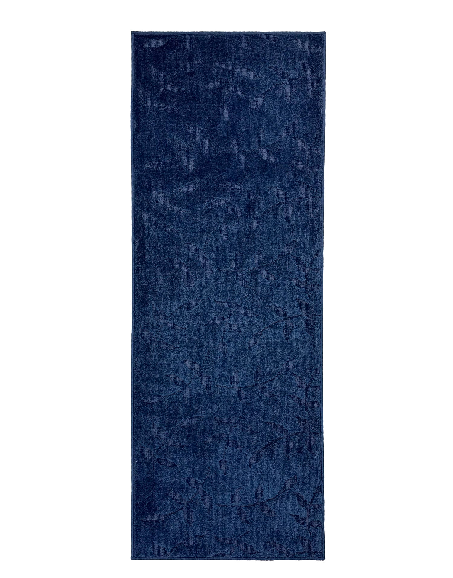 Custom Size Anti-Slip Washable Soft Pile Leaves Navy Carpet Runner Rugs ( 18' x 26")