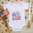 thumbnail image 2 of EnJoCho Toddler Summer Romper Baby Kids 4th Of July Letters Prints Crewneck Short Sleeve Jumpsuit Boys Girls Independence Day Solid Bodysuit Home Casual Crawl Outing Cloths, 2 of 7
