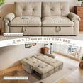 thumbnail image 5 of 77" Sleeper Sofa with Pull-Out Bed, 2-in-1 Convertible Sofa Bed with Adjustable Backrest, Flannelette Loveseat with Side Pocket, for Living Room Dorm Apartment, Brown, 5 of 9