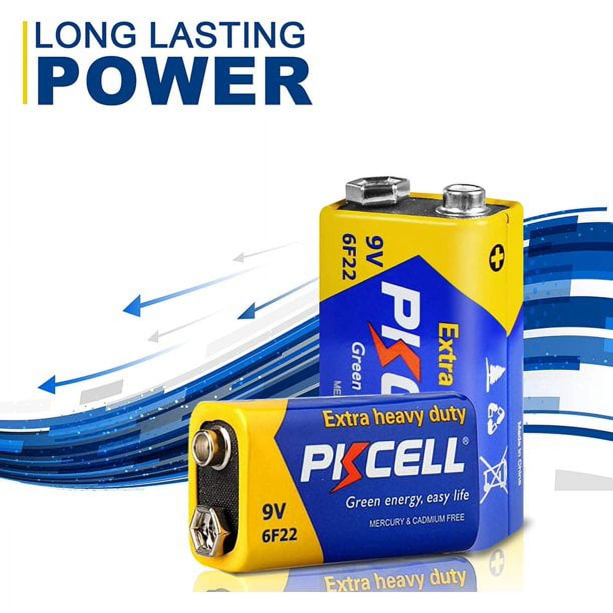 PKCELL 9V Battery, Long Lasting 9 Volt Batteries, 10PCS Smoke