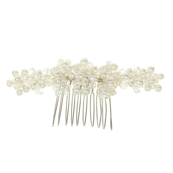 ERDOUY Bridal Flower Wedding Hair Pins Crystal Pearl Hair Combs Clips Headpiece Gold Wedding Hair Accessories Jewelry with Rhinestone for Brides Bridesmaids Women Girls (White)