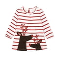 thumbnail image 3 of WUXIAN Kids Christmas Dresses Long Sleeve Cartoon Dress Striped Casual T-Shirts Toddler Stylish Sundress, 3 of 7