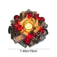 thumbnail image 3 of Battery Operated LED Christmas Candlestick - Farmhouse Wooden Decor with Red Berries Pinecones for Fireplace Table Top, 3 of 6