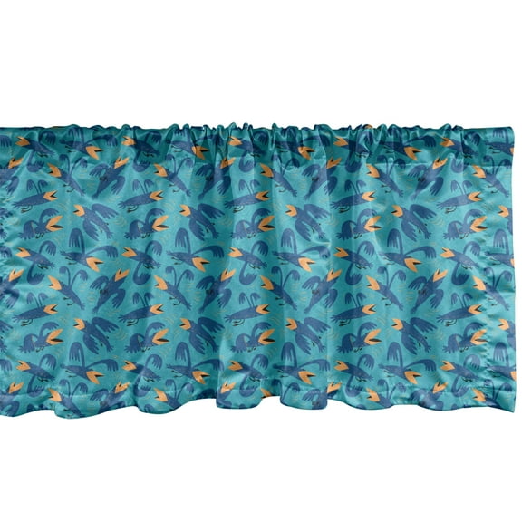 Ambesonne Bird Window Valance, Surreal and Whimsical Birdies, 54" X 18", Sea Blue Pale Orange