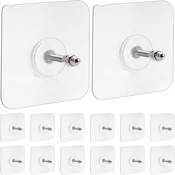 20 Pcs Adhesive Wall Mount Screw Hooks,Wall Hooks for Hanging,Screw Wall Hangers Without Nails,Adhesive Hooks Heavy Duty,Wall Hooks for Mount Wall Shelf Kitchen Bathroom Home,14 mm/13 lbs(Max)