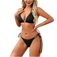 thumbnail image 2 of OSFVNOXV Halter Bikini Sets for Women Triangle Swimsuits Push Up Bikini Bra Soft Padded Backless Swim Top with G-String Thong, 2 of 7