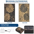 thumbnail image 3 of Hasoo 9' x 18' Black/Brown Outdoor Rug for Patio Decor Waterproof Plastic Straw Modern Geometric Carpet PP Tube Woven Portable Camping Mat for Picnic Balcony, 3 of 7