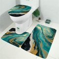 thumbnail image 2 of Teal Marble Gold Wave Pattern Bathroom Rugs Sets 3 Piece,Toilet Cover Set,Absorbent Non Slip Bathroom Mats Sets with U-Shaped Contour Rug Toilet Rug Set, 2 of 5