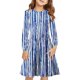 thumbnail image 2 of Odeerbi Niñas Gradient Striped A-Line Vestido de Manga Larga Skater Vestido Retro Vintage Stretchy Escuela Recital Twirly Vestido, 2 of 5