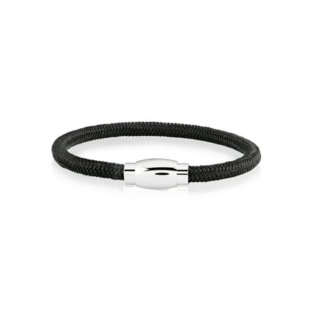 Coastal Jewelry Black Plated Stainless Steel Magnetic Closure Bracelet (5mm)