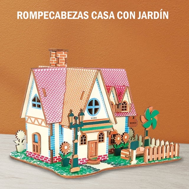 Rompecabezas de Madera 3D VIMI Modelo Casa Rosa